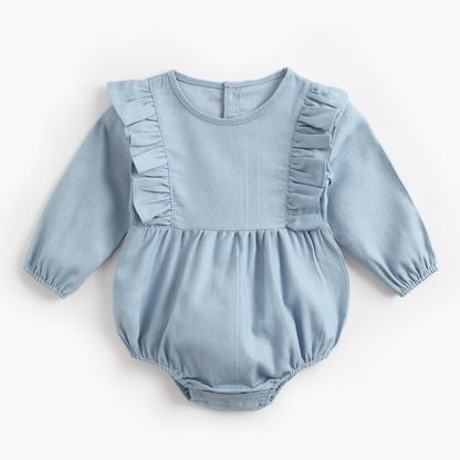 Baby Denim Bodysuit Wrap Fart Romper - Dandelion Babies