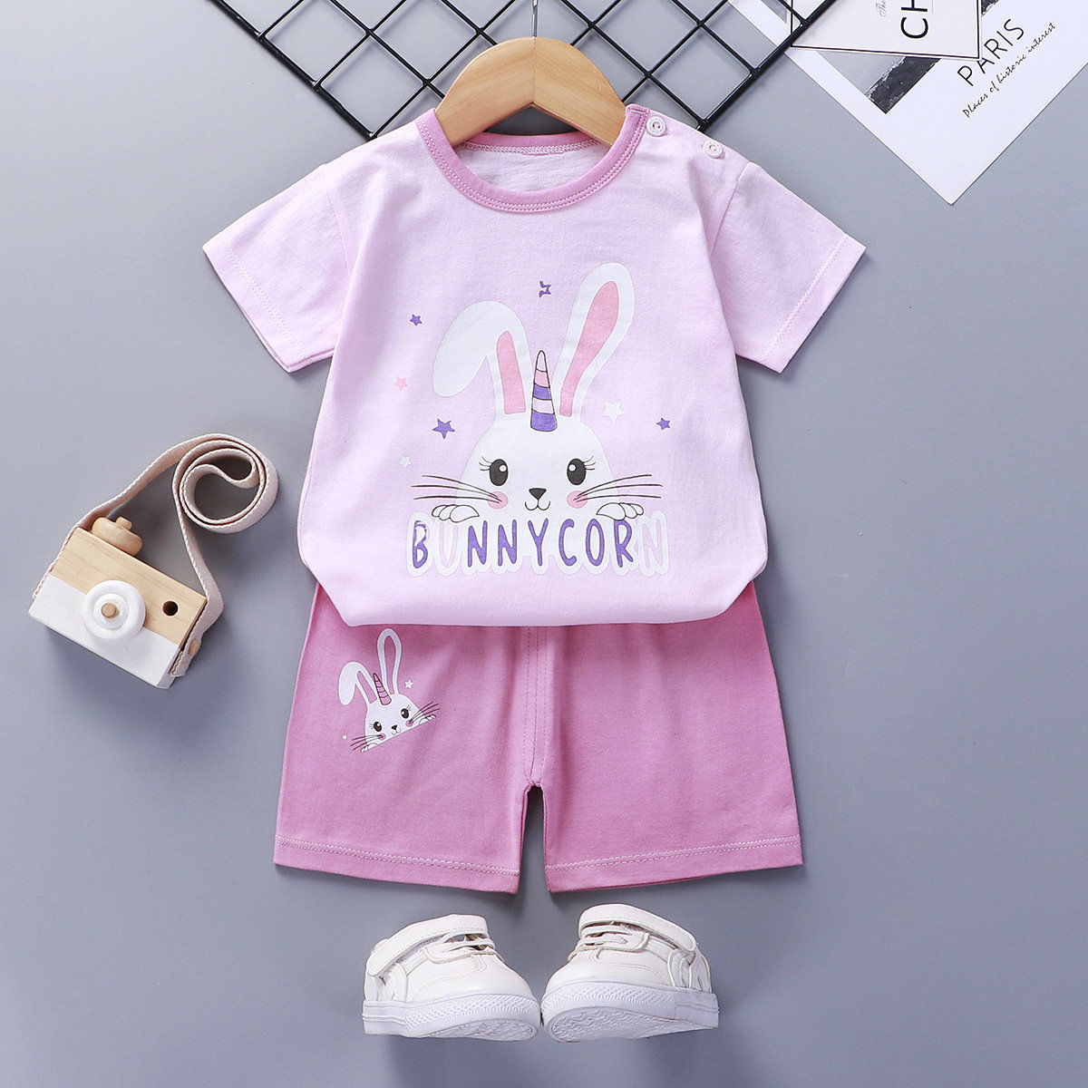 Cotton Short-Sleeved Summer Suit for Kids - Dandelion Babies