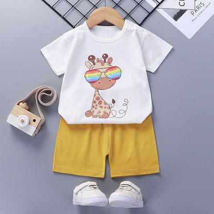 Cotton Short-Sleeved Summer Suit for Kids - Dandelion Babies