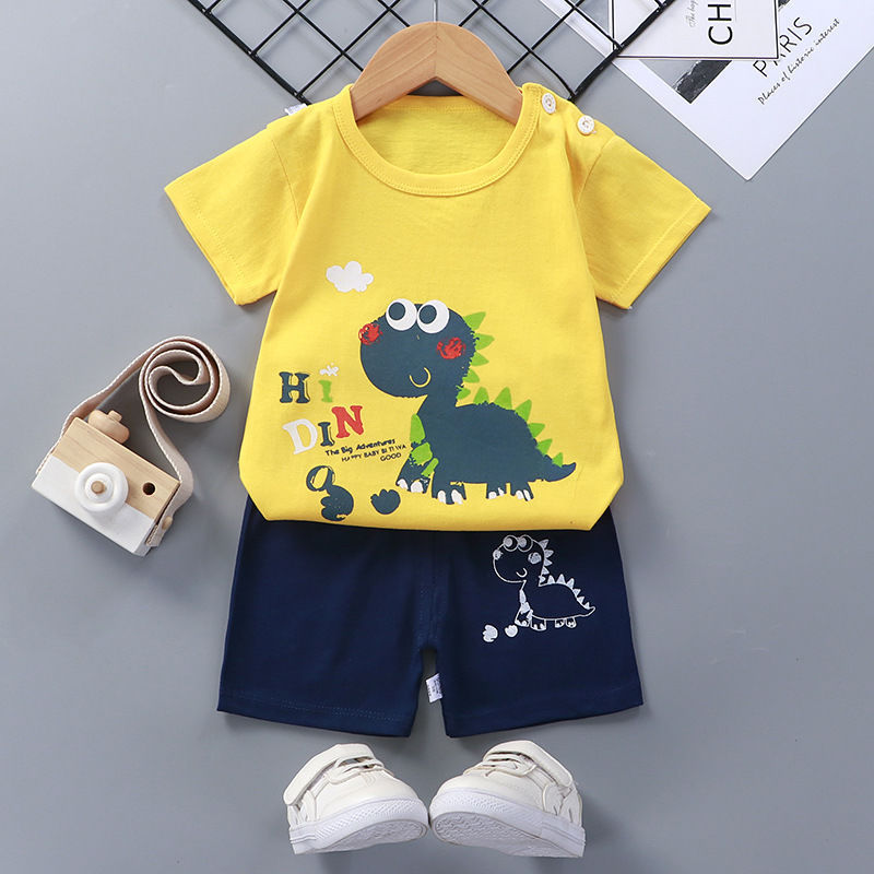 Cotton Short-Sleeved Summer Suit for Kids - Dandelion Babies