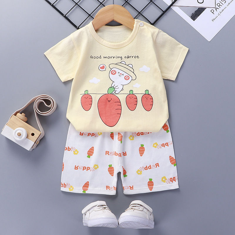 Cotton Short-Sleeved Summer Suit for Kids - Dandelion Babies