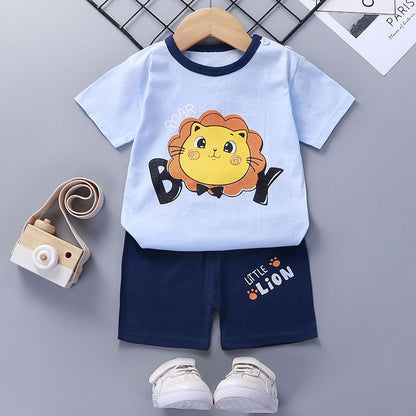 Cotton Short-Sleeved Summer Suit for Kids - Dandelion Babies