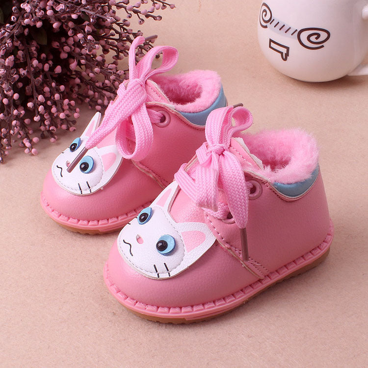 Leather Plush Cotton Baby Shoes for Girls - Dandelion Babies