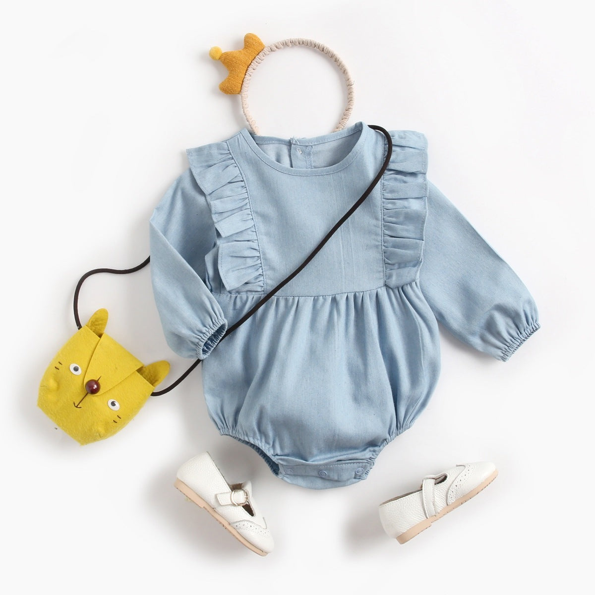 Baby Denim Bodysuit Wrap Fart Romper - Dandelion Babies