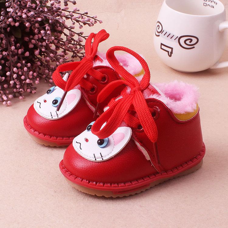 Leather Plush Cotton Baby Shoes for Girls - Dandelion Babies