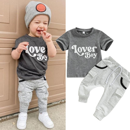 Monogram Marvel Gray Summer Set for Baby - Dandelion Babies